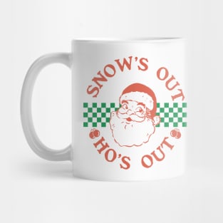 Snow's Out Ho's Out Retro Groovy Design of Santa Claus Mug